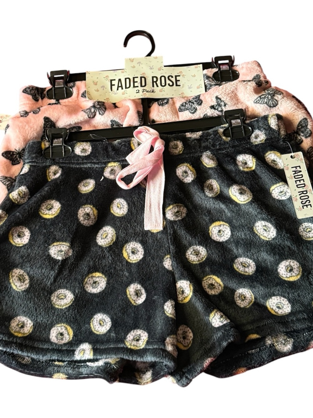 Faded Rose Plush Sleep Shorts 2 Pack Size M